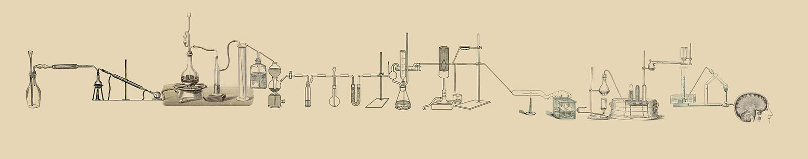  drawing of various medical vails in a straight line